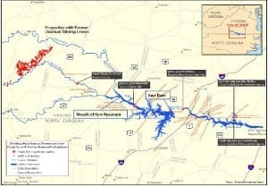 Location of Coles Hill Uranium Reserve in Virginia and Downstream Drinking Water Sources